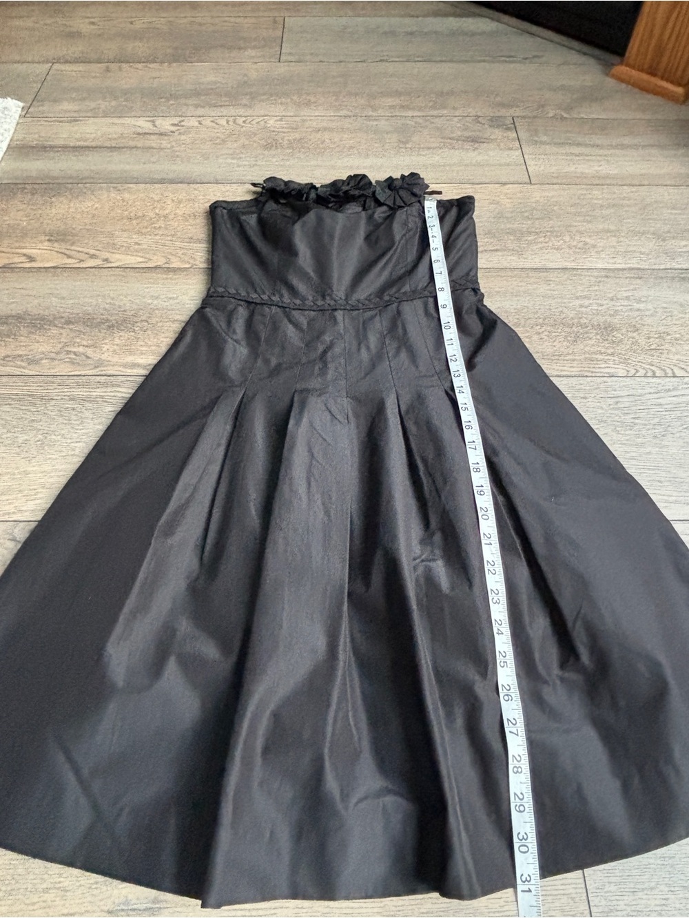 Lilly Pulitzer Vintage Fit & Flare Strapless Rosette Dress Silk Blend Black Sz 0 - Picture 7 of 12